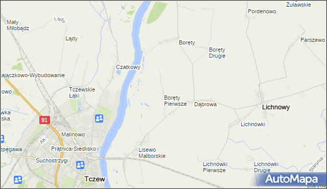 mapa Boręty Pierwsze, Boręty Pierwsze na mapie Targeo