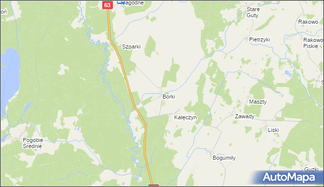 mapa Borki gmina Pisz, Borki gmina Pisz na mapie Targeo