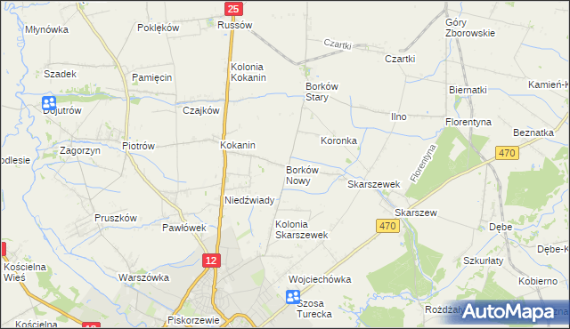 mapa Borków Nowy, Borków Nowy na mapie Targeo