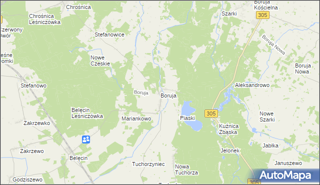 mapa Boruja, Boruja na mapie Targeo