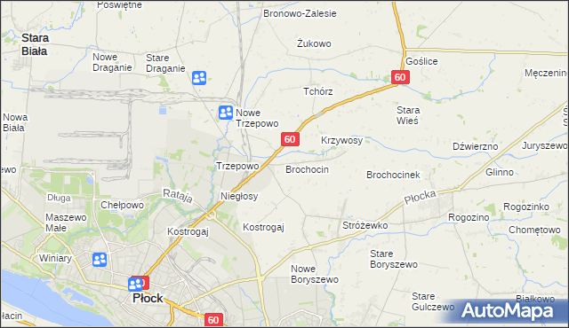 mapa Brochocin gmina Radzanowo, Brochocin gmina Radzanowo na mapie Targeo