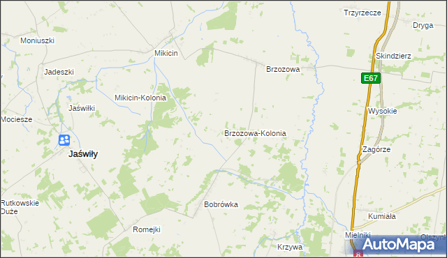 mapa Brzozowa-Kolonia, Brzozowa-Kolonia na mapie Targeo