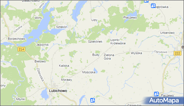 mapa Budy gmina Lubichowo, Budy gmina Lubichowo na mapie Targeo