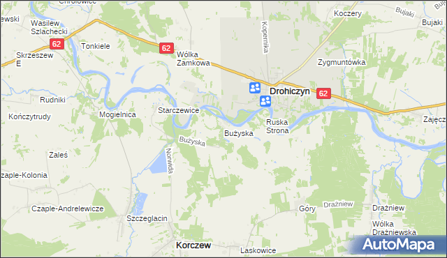 mapa Bużyska, Bużyska na mapie Targeo