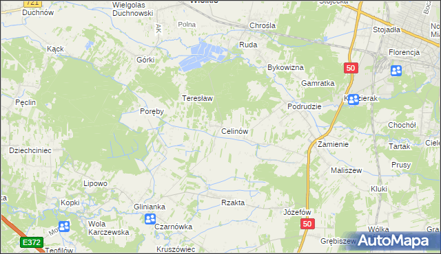 mapa Celinów gmina Dębe Wielkie, Celinów gmina Dębe Wielkie na mapie Targeo