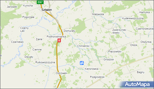 mapa Chmielniki gmina Suchowola, Chmielniki gmina Suchowola na mapie Targeo