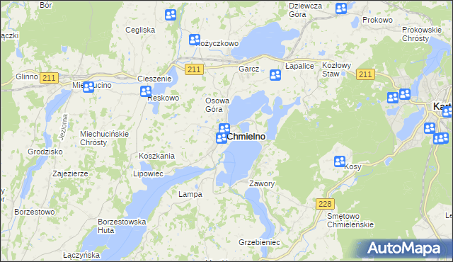 mapa Chmielno powiat kartuski, Chmielno powiat kartuski na mapie Targeo