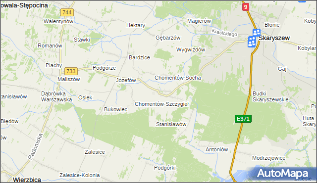 mapa Chomentów-Puszcz, Chomentów-Puszcz na mapie Targeo