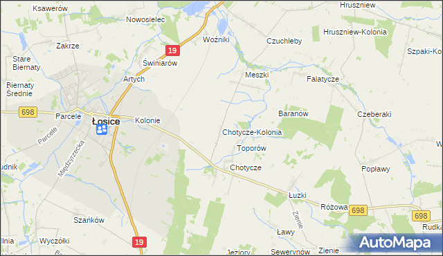 mapa Chotycze-Kolonia, Chotycze-Kolonia na mapie Targeo