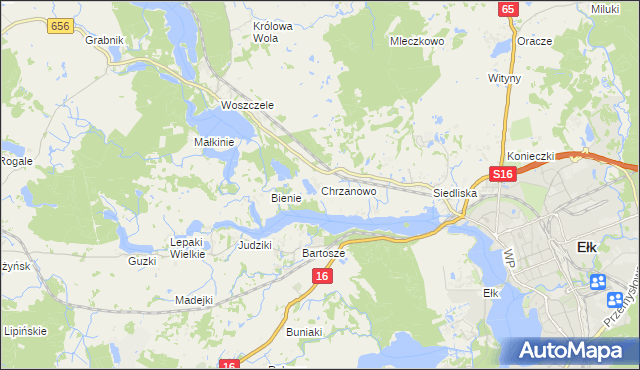 mapa Chrzanowo gmina Ełk, Chrzanowo gmina Ełk na mapie Targeo