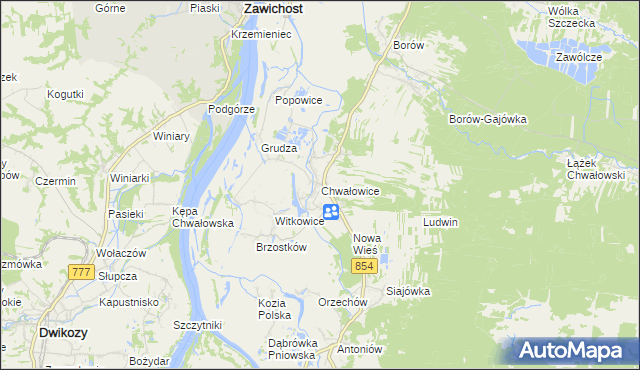 mapa Chwałowice gmina Radomyśl nad Sanem, Chwałowice gmina Radomyśl nad Sanem na mapie Targeo