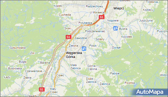 mapa Cięcina, Cięcina na mapie Targeo