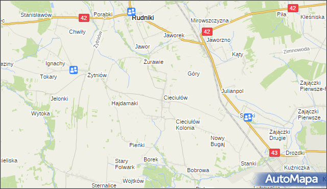 mapa Cieciułów, Cieciułów na mapie Targeo