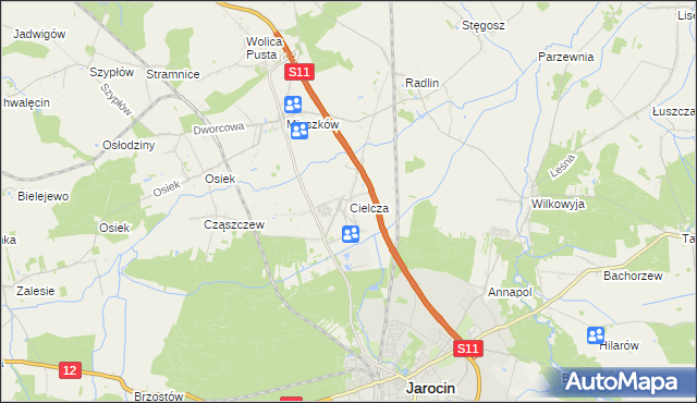 mapa Cielcza, Cielcza na mapie Targeo