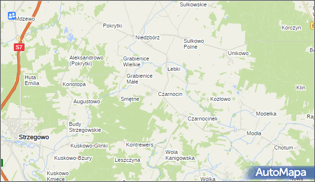 mapa Czarnocin gmina Strzegowo, Czarnocin gmina Strzegowo na mapie Targeo