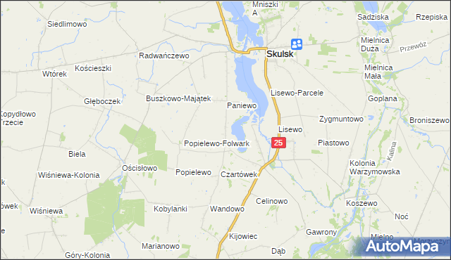 mapa Czartowo gmina Skulsk, Czartowo gmina Skulsk na mapie Targeo