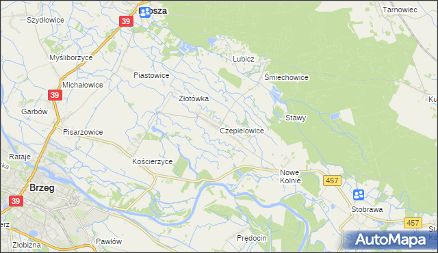 mapa Czepielowice, Czepielowice na mapie Targeo