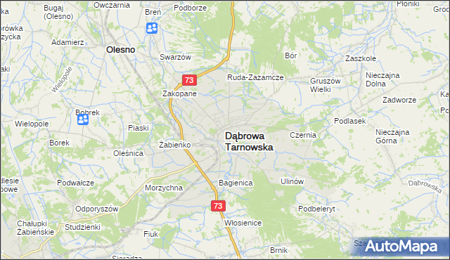 mapa Dąbrowa Tarnowska, Dąbrowa Tarnowska na mapie Targeo