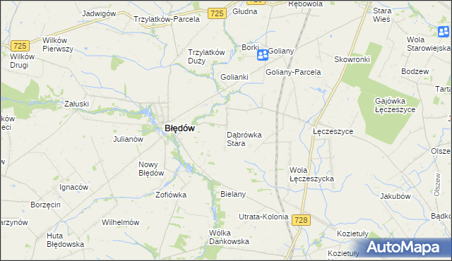 mapa Dąbrówka Stara, Dąbrówka Stara na mapie Targeo