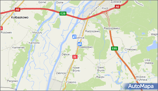 mapa Daleszewo, Daleszewo na mapie Targeo