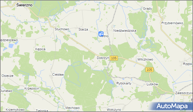mapa Dobrzyń gmina Gryfice, Dobrzyń gmina Gryfice na mapie Targeo