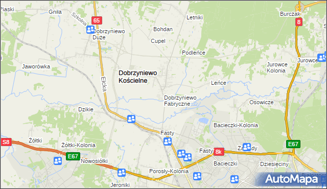 mapa Dobrzyniewo Fabryczne, Dobrzyniewo Fabryczne na mapie Targeo