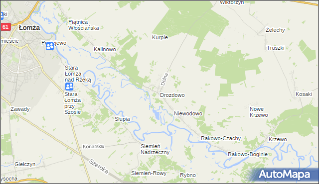 mapa Drozdowo gmina Piątnica, Drozdowo gmina Piątnica na mapie Targeo