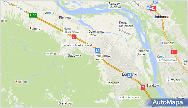 mapa Dziekanów Leśny, Dziekanów Leśny na mapie Targeo