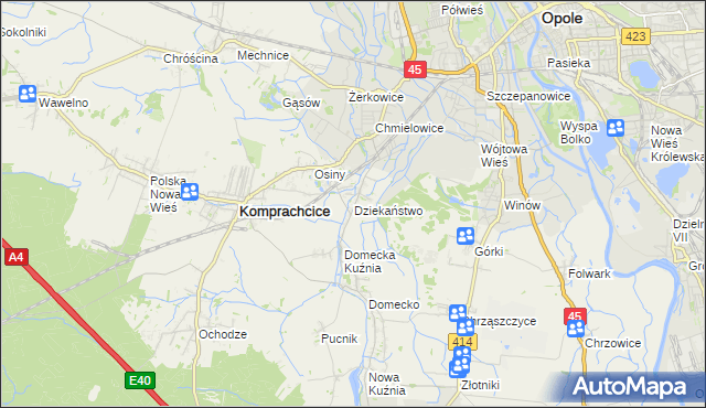 mapa Dziekaństwo, Dziekaństwo na mapie Targeo