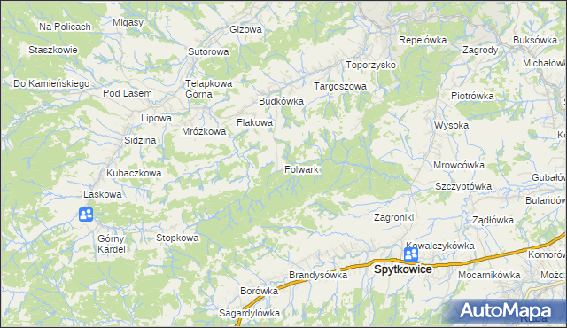 mapa Folwark gmina Jordanów, Folwark gmina Jordanów na mapie Targeo