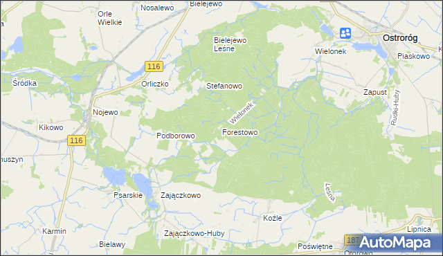mapa Forestowo, Forestowo na mapie Targeo