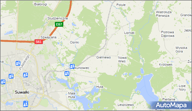 mapa Gielniewo, Gielniewo na mapie Targeo