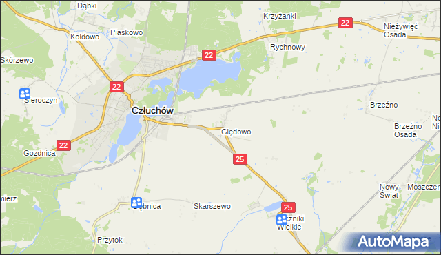 mapa Ględowo, Ględowo na mapie Targeo