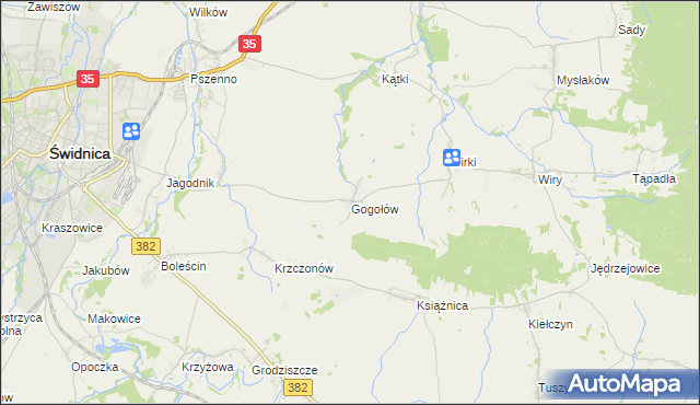 mapa Gogołów gmina Świdnica, Gogołów gmina Świdnica na mapie Targeo