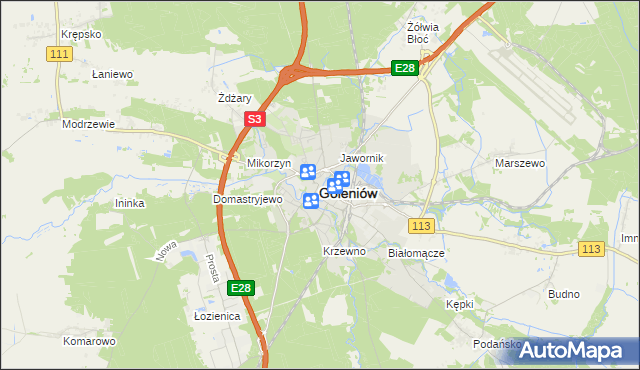 mapa Goleniów, Goleniów na mapie Targeo