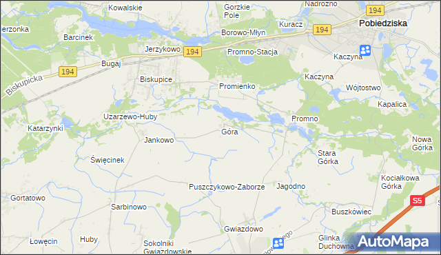 mapa Góra gmina Pobiedziska, Góra gmina Pobiedziska na mapie Targeo