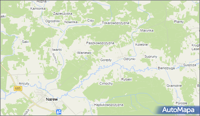 mapa Gorędy, Gorędy na mapie Targeo