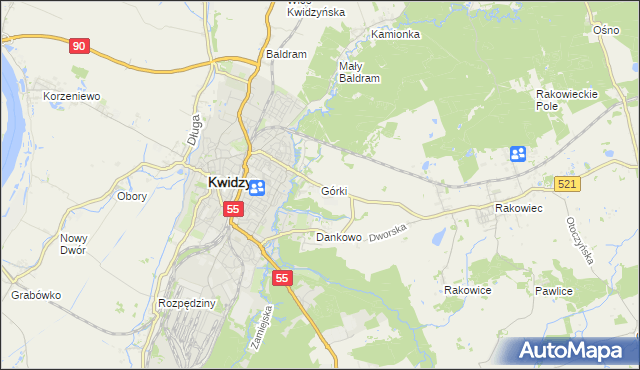 mapa Górki gmina Kwidzyn, Górki gmina Kwidzyn na mapie Targeo