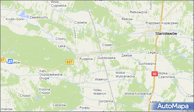 mapa Goździówka, Goździówka na mapie Targeo