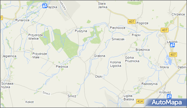 mapa Grabina gmina Biała, Grabina gmina Biała na mapie Targeo