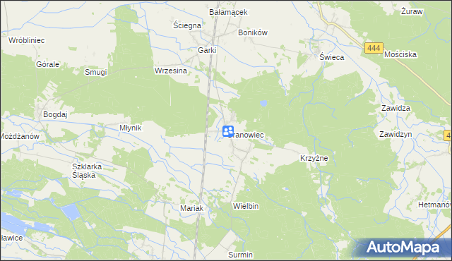 mapa Granowiec, Granowiec na mapie Targeo