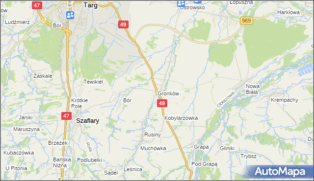 mapa Gronków, Gronków na mapie Targeo