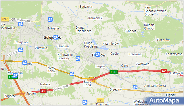 mapa Halinów powiat miński, Halinów powiat miński na mapie Targeo