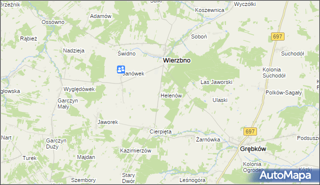 mapa Helenów gmina Wierzbno, Helenów gmina Wierzbno na mapie Targeo