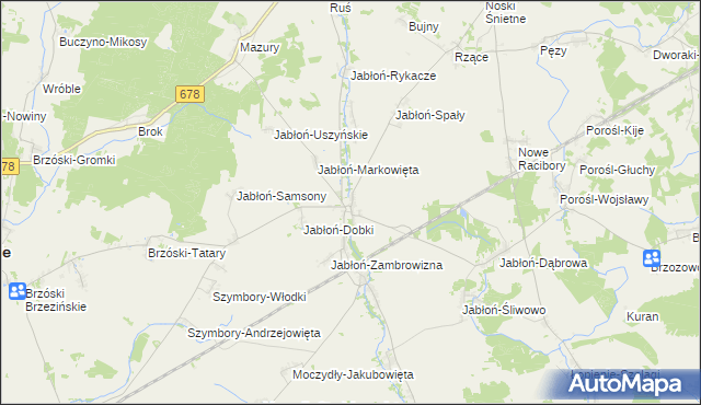 mapa Jabłoń Kościelna, Jabłoń Kościelna na mapie Targeo