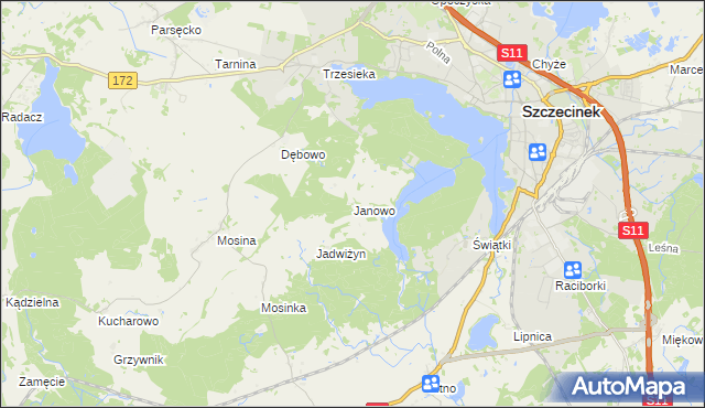 mapa Janowo gmina Szczecinek, Janowo gmina Szczecinek na mapie Targeo