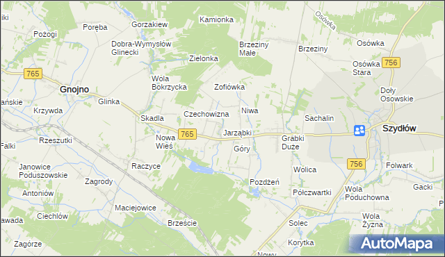 mapa Jarząbki gmina Gnojno, Jarząbki gmina Gnojno na mapie Targeo