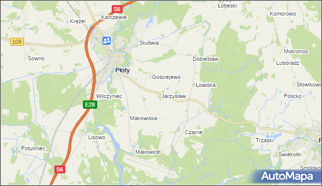mapa Jarzysław gmina Płoty, Jarzysław gmina Płoty na mapie Targeo