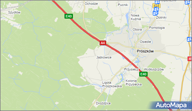 mapa Jaśkowice gmina Prószków, Jaśkowice gmina Prószków na mapie Targeo