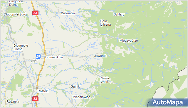 mapa Jaworek gmina Międzylesie, Jaworek gmina Międzylesie na mapie Targeo